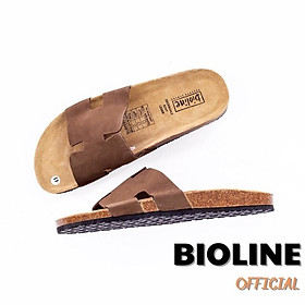 Dép da bò birken dép quai ngang chữ H đế trấu Bioline unisex B04 - Bioline Official