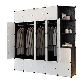 Mua Tủ nhựa lắp ghép 22 ô lớn và 3 ô xéo - Khung đen cửa trắng
