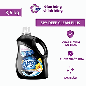 Can nước giặt 3,6 kg SPY màu Vàng - DEEP CLEAN PLUS khử mùi diệt khuẩn, sạch sâu, thơm lâu giúp làm mềm vải