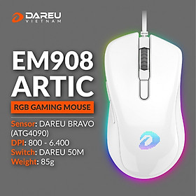 Mua Chuột Gaming DAREU EM908 ARTIC (LED RGB  BRAVO sensor) - Hàng chính hãng