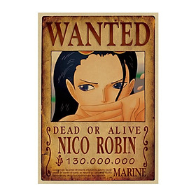 Tranh poster wanted lệnh truy nã One Piece dán tường, phong cách vintage kích thước 50.5*35cm trang trí độc đáo