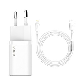 Mua Bộ Cốc Cáp Sạc Nhanh Baseus Super Si Mini Usb C Qc3.0 Pd 20w Cho Điện Thoại iPhone 12 - Hàng Chính Hãng