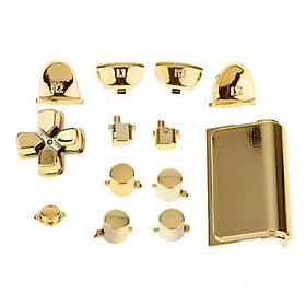 2Set Chrome Plating Housing Shell Buttons Replacementfor PS4 Controller-Gold