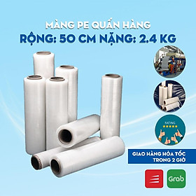 Màng Pe 2.4 Kg Khổ 50cm Lõi Mỏng, Màng Chít, Màng Co Quấn Pallet