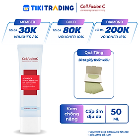 [Tặng giấy thấm dầu] Kem Chống Nắng Cấp Ẩm Dịu Da Cell Fusion C Aquatica Sunscreen 100 SPF 50+/PA