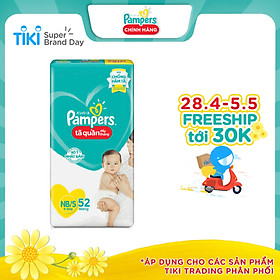 Tã Quần Pampers Đầy Tháng Mới Gói Lớn NB/S52 (52 Miếng)