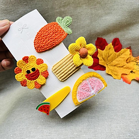 Kẹp tóc cho bé gái dễ thương họa tiết hoạt hình, set 5 cái