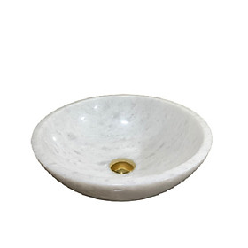 Mua Chậu rửa mặt lavabo đá tự nhiên trắng tròn mỏng có vân BST33