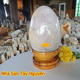 Đá thạch anh hồng tự nhiên hình quả trứng giúp tăng cường phát triển trí tuệ, ổn định trạng thái tinh thần QT19 nặng 3kg kích thước 20x10(cm) – vật phẩm phong thủy may mắn