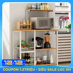 Kệ lò vi sóng 185 loại mặt gỗ lõi xanh phủ melamine chống nước, khung thép sơn tĩnh điện chống gỉ và bong tróc, loại tốt chịu lực cao