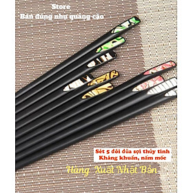 Mua COMBO sét 5 đôi đũa ăn xuất nhật  kháng khuẩn làm từ sợi thủy tinh tổng hợp ( tặng bộ 4 cọ vs vòi ấm  nội địa nhật bản )