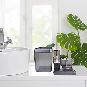 Bathroom Countertop Accessories Set 7 Pieces Toilet Brush Tumbler Cup Grey