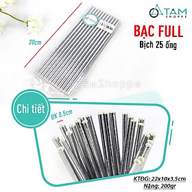 Ống hút giấy trang trí tiệc ép kim vàng bạc (Set 08 cái) OHG-01