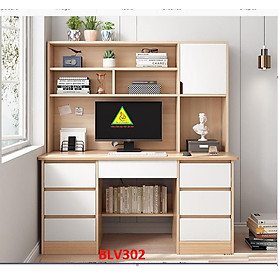 Bàn làm việc, bàn học liền kệ bằng gỗ MDF BLV302