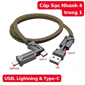 Mua Dây Sạc Nhanh 4 Trong 1 TYPE-C & USB hỗ trợ sạc laptop  1pad  1phone - Cáp sạc nhanh 3 đầu dài 1.2m