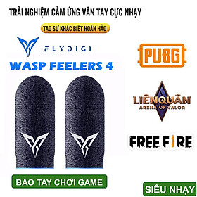 Bộ găng tay chơi game Flydigi Wasp Feelers 4 Sợi Ion Bạc cao cấp cảm ứng - bao tay chơi game PUBG, Liên quân, chống mồ hôi, cực nhạy, co giãn cực tốt - Hàng chính hãng