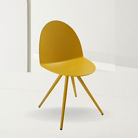 Ghế ăn Italia sang trọng màu vàng mustard Ghế tiếp khách showroom văn phòng thân nhựa PP chân thép sơn Dining Chairs at HCM City CAMEL-S5 – Nội thất CAPTA
