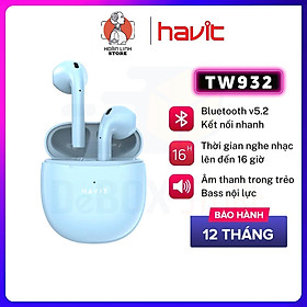 Tai Nghe Bluetooth Không Dây TWS HAVIT TW932 Bluetooth 5.2 - Âm Bass Tăng Cường, Driver 13mm - Hàng Chính Hãng