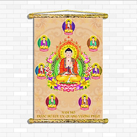 Mua  Tranh Phật Giáo   Đức Dược Sư Lưu Ly - Chất liệu Vải canvas nẹp sáo gỗ D5131