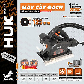 MÁY CẮT GẠCH 125MM 1600W G3-CGG125 HUKAN -HÀNG CHÍNH HÃNG