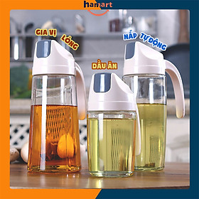 Mua Bình Đựng Dầu Ăn Nắp Tự Động 600ml Lọ Chiết Dầu Ăn Thuỷ Tinh Đa Năng Cao Cấp TẶNG CỌ QUÉT DẦU