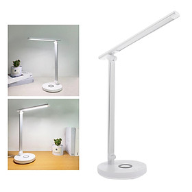 LED Desk Lamp with USB Charging Ports and Wireless Charger - 5 Adjustable Brightness Levels, Touch/Timer Function Reading Light