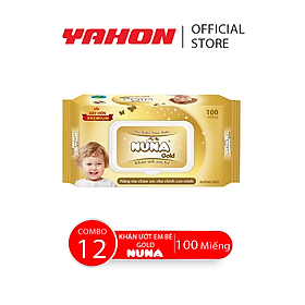 Combo 12 Bao Khăn Ướt Em Bé NUNA Gold Không Mùi, 100 Miếng/Bao