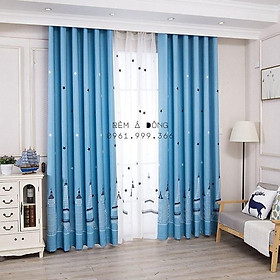 Mua Rèm vải trang trí  cản nắng 75% - Xanh Trời - Cao cố định 2.0m