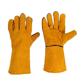 Welding Gloves Heat Insulation Gloves Leather High Temperature Proof Gloves Outdoor Camping Picnic BBQ Cooking Baking Fireplace Animal Handling Gloves