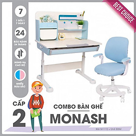 Mua Bộ bàn ghế học sinh cấp 2 SMLIFE MONASH - Xanh | Bàn: 100cm x 60cm x 54-76cm (mặt bàn nâng hạ) | Ghế: D45 x R44cm x C85-95cm.