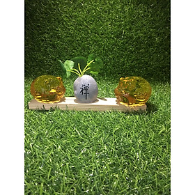 cặp heo chiêu tài có đế phong cảnh