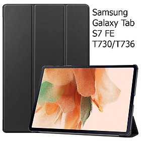 Bao Da Samsung Galaxy Tab S7 FE T730  T736 12.4 Inch Cover Cho Máy Tính Bảng Hỗ Trợ Smart Cover - Đen