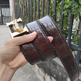 Dây nịt da bụng cá sấu liền tấm 4cm