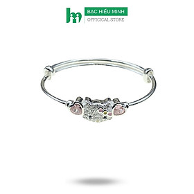 Lắc Tay, Vòng Tay Cho Bé Bạc Ta Nguyên Chất S99 Mèo Kitty Hồng Xinh Chính Hãng Bạc Hiểu Minh LTE555