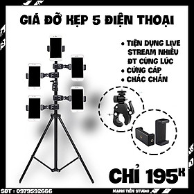 Mua Bộ giá đỡ kẹp 5 điện thoại hỗ trợ livestream nhiều máy cùng lúc