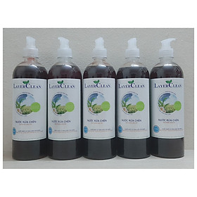 Nước rửa bát Layer Clean hương quả hồng 800ml combo 5 chai
