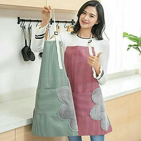 Tạp dề chống thấm nước, chống thấm dầu thiết kế 2 khăn lau tay phong cách Hàn Quốc (HÀNG ĐẸP)