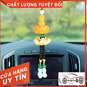 Dây treo xe ô tô phong thủy tượng đức phật ngự đài sen màu vàng