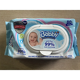 Combo 2 gói khăn ướt bobby care không mùi 80 tờ