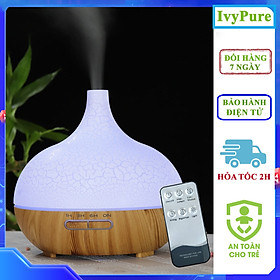 Máy Khuếch Tán Tinh Dầu Vân Gỗ Cao Cấp, Dung Tích 500ML Phun Sương Tỏa Hương Tinh Dầu Cho Phòng Lớn Có điều khiển từ xa