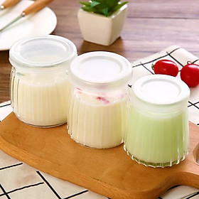 Mua Bộ 12 Hũ Thuỷ Tinh Sọc 100ML Làm Yaourt- Sữa Chua Caramen-Pudding- Có Nắp Đậy- Hàng Chính Hãng MINIIN