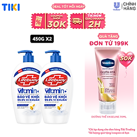 Combo 2 Nước Rửa Tay Lifebuoy Chăm Sóc Da Giúp Dưỡng ẩm Mềm Mại Và Bảo Vệ Khỏi 99.9% Vi Khuẩn Trên Tay Chai 450G