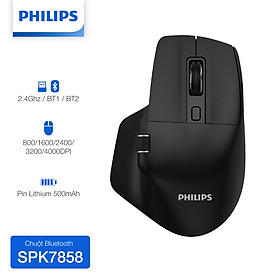Chuột không dây Bluetooth Philips SPK7858 - Hàng Chính Hãng - Màu Đen