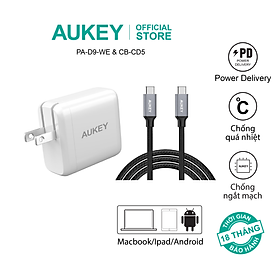 Mua Combo bộ sạc Aukey cho Macbook  ipad  thiết bị Android củ sạc PA-D9 65W và cáp sạc CB-CD5 hàng chính hãng