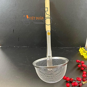 Mua Vợt TRỤNG HỦ TIẾU -INOX Tròn sâu - Trụng MÌ  bún  phở  cán gỗ  có móc treo tiện dụng NHIỀU SIZE- Dụng cụ nấu ăn  nhà bếp