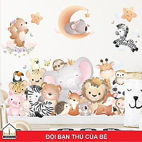 Decal dán tường HỘI BẠN THÚ CỦA BÉ - Trang trí phòng bé