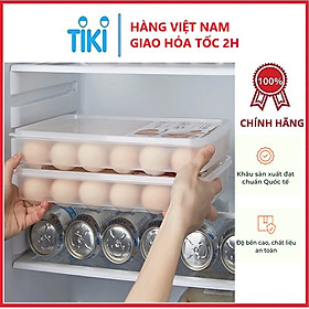 Hộp Đựng Trứng Gà, Vịt 24 Quả Việt Nhật Để Tủ Lạnh - Khay Bảo Quản Trứng Gà, Trứng Vịt Có Nắp - Hàng chính hãng