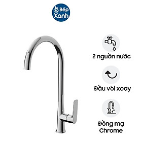 Vòi Rửa Chén Malloca K77C - 2 Nguồn Nóng Lạnh - Đồng Thau Mạ Chrome - Hàng Chính Hãng