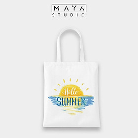 Album Túi tote VUÔNG MAYA vải Canvas uzzang HELLO SUMMER phong cách trẻ trung tươi sáng