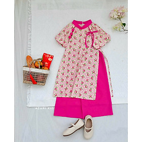 Áo dài cho bé gái mẫu Hoa mùa xuân xinh xắn diện lễ tết năm mới từ 12-42kg hàng thiết kế cao cấp